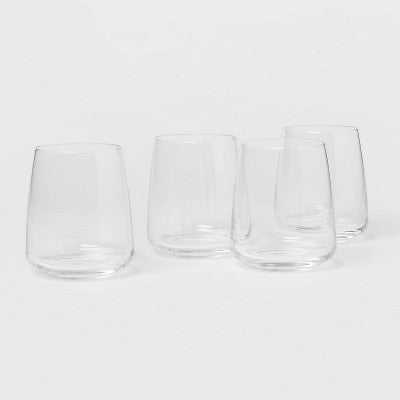 4pk Simsbury Stemless Wine Glasses - Threshold™: Clear Glass Cups, Dishwasher-Safe, BPA & Lead-Free, 12oz, Set Of 4