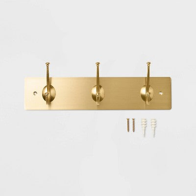 New Traditional 3 Hooks Rail Gold - Threshold™