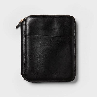 Faux Leather Zip Tech Case 9.98" Ring Binder Black - Threshold™