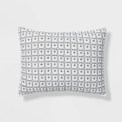 Embroidered Grid Sham Blue - Threshold™