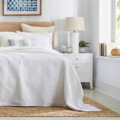 Wrentham Beadboard Farmhouse 3 Drawer Nightstand White - Threshold™