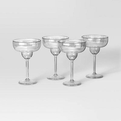4pk Margarita Cocktail Glass Set - Threshold™: Clear Glass Drinkware, Dishwasher-Safe, 14.75oz Capacity, Service For 4