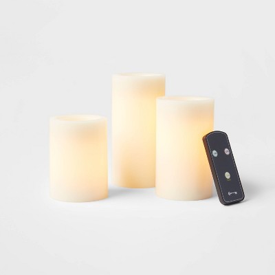 3pk 6" X 3" LED Flameless Black Wick Candle Cream - Threshold™