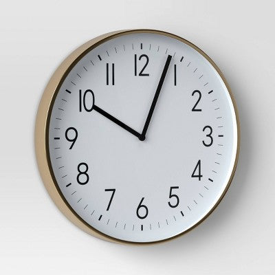 19" Plastic Mirrored Wall Clock Brass - Threshold™