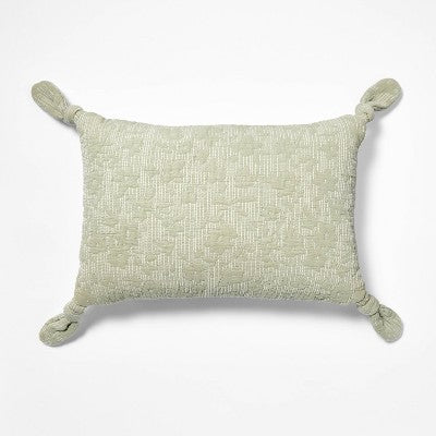 Lumbar Floral Jacquard Pillow With Corner Ties Green - Threshold Designed With Studio McGee