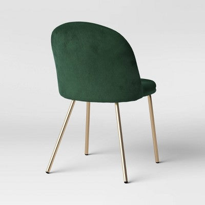 2pk Nils Brass Base Dining Chair Velvet Forest Green - Threshold™