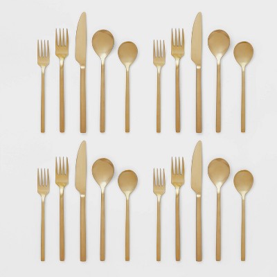 20pc Ashby Flatware Set Champagne - Threshold™: Stainless Steel Silverware, Service For 4, Dishwasher-Safe
