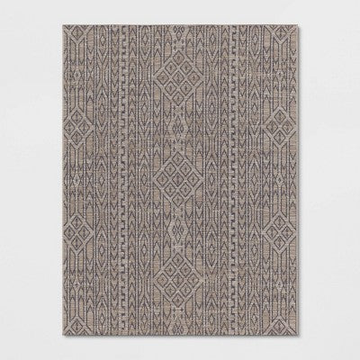 Outlined Geo Pattern Outdoor Rug Neutral - Threshold™