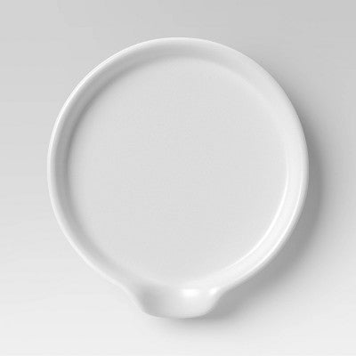 Stoneware Spoon Rest - Threshold™: White Ceramic Spoon Holder, Dishwasher-Safe, 5.25" X 5"