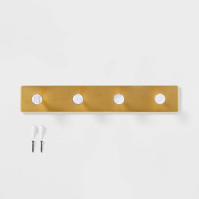 Metal And Faux Marble 4 Hooks Gold - Threshold™