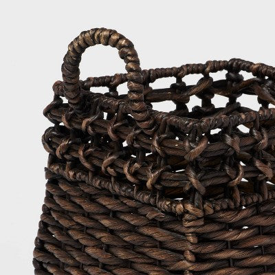 Rounded Square Chocolate Woven Basket With Lid - Threshold™