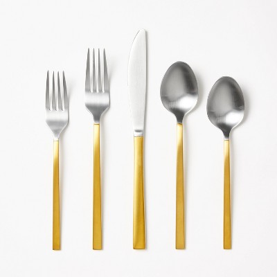 Two-Tone Kitchen Flatware Set Gold - Threshold™ Designed With Studio McGee: Dishwasher Safe, Stainless Steel, 5-Piece Set
