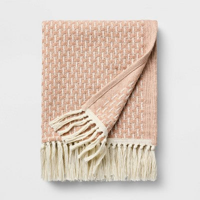 50"x60" Throw Woven Pattern Medium Orange/Cream - Threshold™ Designed With Studio McGee