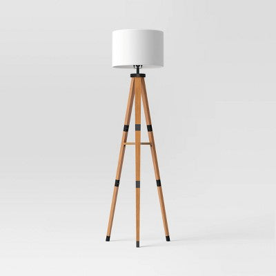 Tripod Floor Lamp With Shelf Brown Wood - Threshold™