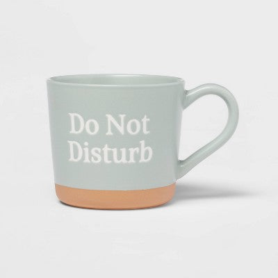 15oz Stoneware Do Not Disturb Mug - Threshold™: Green Coffee Cup, Dishwasher & Microwave Safe, Traditional Style