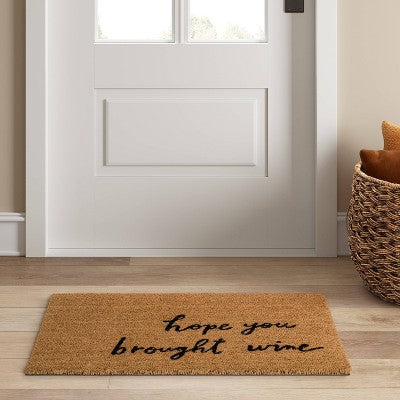 1'6"x2'6" Hope You Brought Wine Coir Doormat Tan/Black - Threshold™