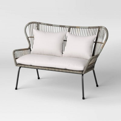 Steel And Wicker Latigo Rust Resistant Outdoor Patio Loveseat Arm Chair Gray - Threshold™