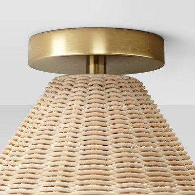 Rattan Fixed Ceiling Light Brass - Threshold™