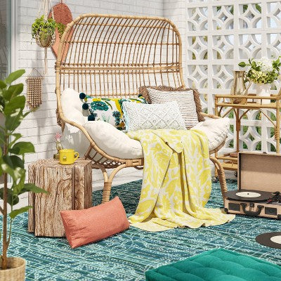 Wicker & Metal Outdoor Patio Chair, Egg Chair Natural - Threshold™ Designed With Studio McGee