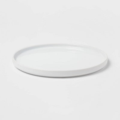 10.5" Stoneware Stella Dinner Plate White - Threshold™: Round, Solid Pattern, Dishwasher & Microwave Safe