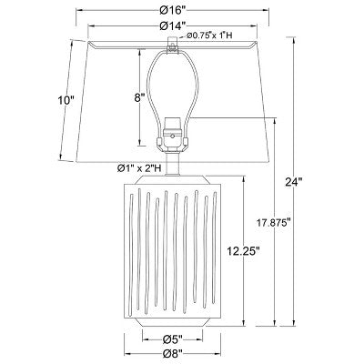 24"x16" Ceramic Assembled Table Lamp White - Threshold™ Designed With Studio McGee: Ribbed Design, Dimmable, UL Listed