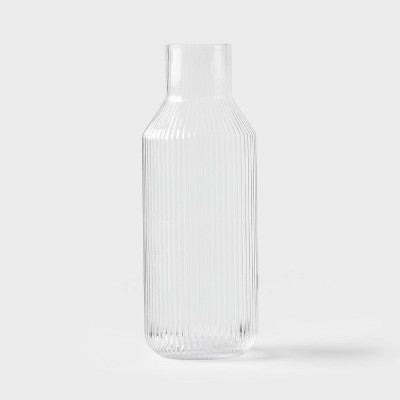 Ribbed Glass Carafe Clear - Threshold™: Dishwasher-Safe Beverage Server, 50oz Cold Drink Pitcher, Cadmium-Free Glass