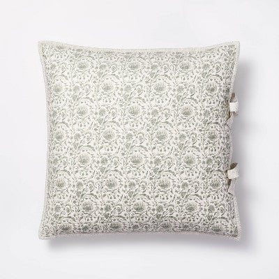 Decorative Border Cotton Slub Print Quilt Sham Light Teal Green – Threshold™ Designed With Studio McGee