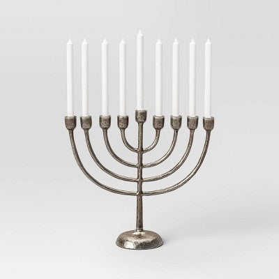 Classic Cast Aluminum Menorah Antique Silver - Threshold™