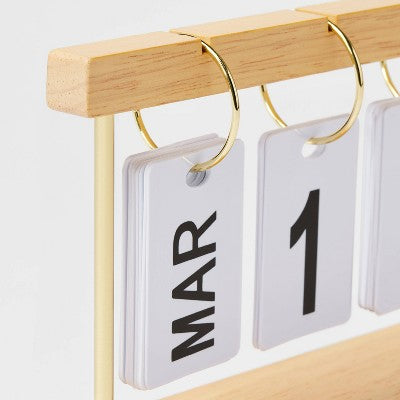 Rubber Wood Desk Calender Natural Wood - Threshold™: Office Supplies Desk Organizer, Brown Rubberwood, 7.5" Width