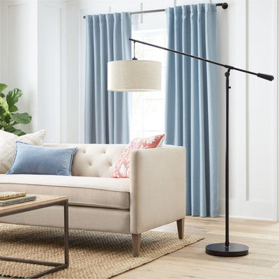 70"x16" Cantilever Drop Pendant Swing Arm Floor Lamp Brown - Threshold™: Adjustable, Metal Body, Linen Shade