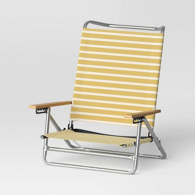 5 Position Beach Chair With Aluminum Frame & Wood Arms - Threshold™