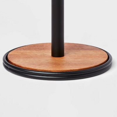 Wood Paper Towel Holder Black - Threshold™: Freestanding Kitchen Holder, Wood & Steel, 13" Height, Spot Clean