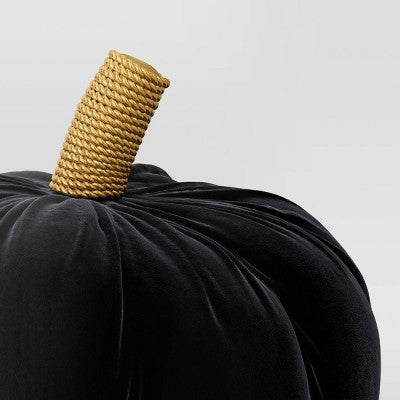 Shaped Velvet Pumpkin Black - Threshold™: Halloween Novelty Plush Throw Pillow, Indoor Decor, Polyester Fill