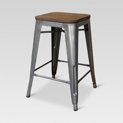  Set Of 2 Hampden Industrial 24" Counter Height Barstool Natural Metal - Threshold™