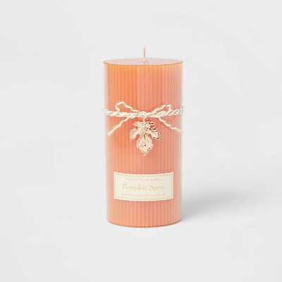  Ribbed Pillar Pumpkin Spice Candle - Threshold™