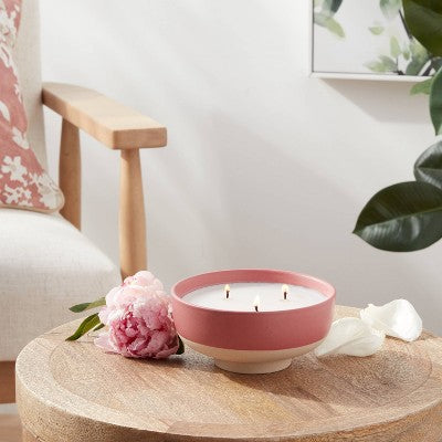  13oz Footed Textured Ceramic Dish With Dustcover Peony Rose Water & Freesia Pink - Threshold™