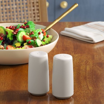  2pc Stoneware Salt And Pepper Shaker White - Threshold™: Hand Wash, 3.5" Height, 1.75" Width, Tableware Set