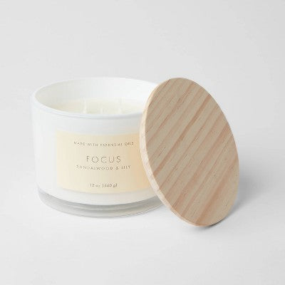  Wood Lidded Glass Wellness Focus Candle - Threshold™
