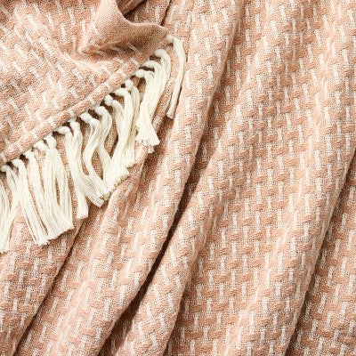  50"x60" Throw Woven Pattern Medium Orange/Cream - Threshold™ Designed With Studio McGee