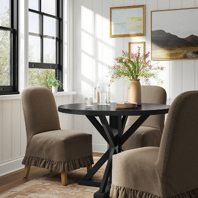  Rounded Back Slipcovered Dining Chair With Ruffle - Threshold™