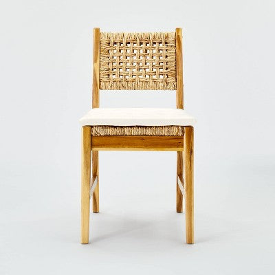  2pk Temescal Valley Wood And Woven Dining Chairs With Cushion Cream - Threshold™ Designed With Studio McGee
