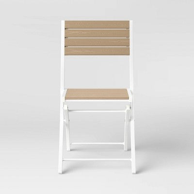  Bryant 4pk Faux Wood Folding Patio Bistro Chairs - White/Light Wood - Threshold™