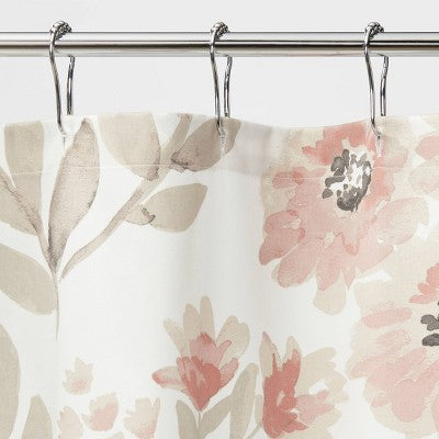  Blooms Flat Weave Shower Curtain Coral - Threshold™
