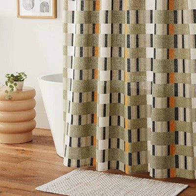  Modern Geo Shower Curtain Green - Threshold™
