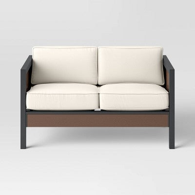  Bryant 2pc Faux Wood Patio Loveseat & Coffee Table - Gray/Natural - Threshold™