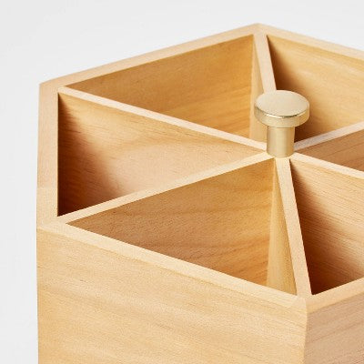  Wooden Spinning Pencil Caddy Naturals - Threshold™: Desk Organizer & Pen Holder, Rubberwood,