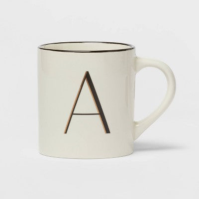  16oz Stoneware Monogram Mug Ivory - Threshold™