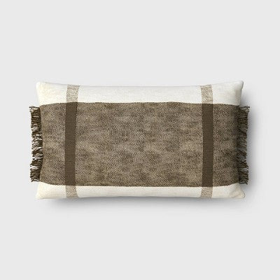  Oversized Textured Woven Cotton Striped Lumbar Throw Pillow - Threshold™
