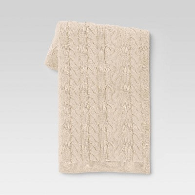 Chunky Cable Knit Reversible Throw Blanket - Threshold™