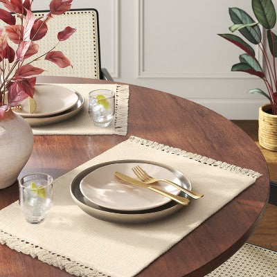  Rib Weave Placemat - Threshold™: Washable Cotton & Linen, Solid Rectangle, Multicolored, 19"x14"